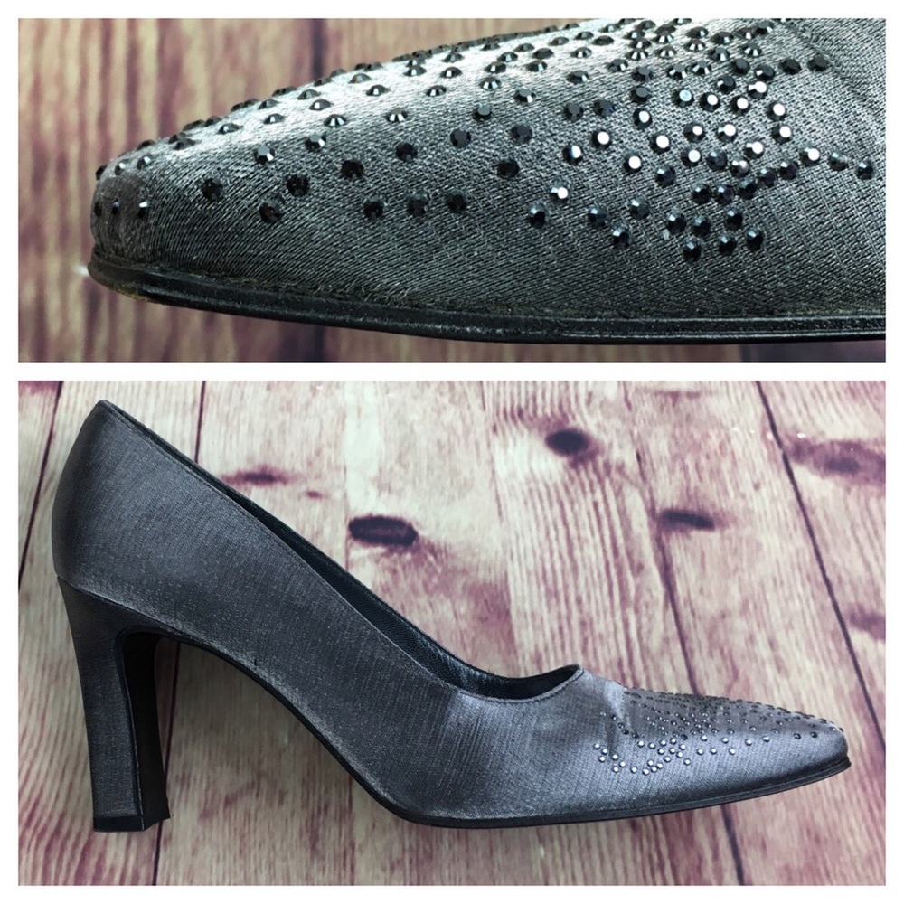 Stuart Weitzman Explosion Pewter Heels Size 8.5 - image 2